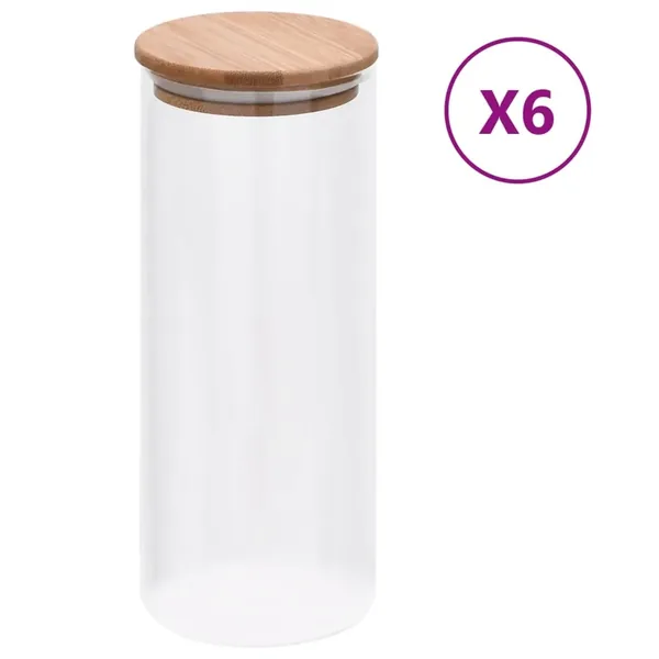 Pots de conservation en verre couvercle en bambou 6 pcs 1000 ml