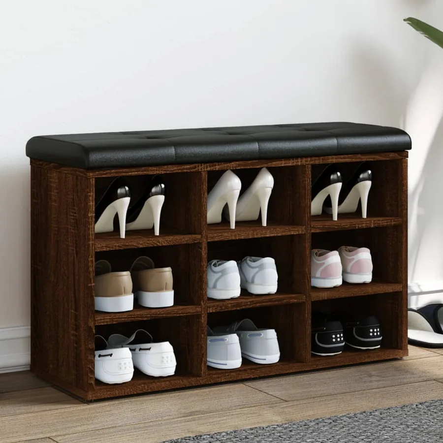 Banc à chaussures chêne marron 82x32x50 cm Bois d'ingénierie