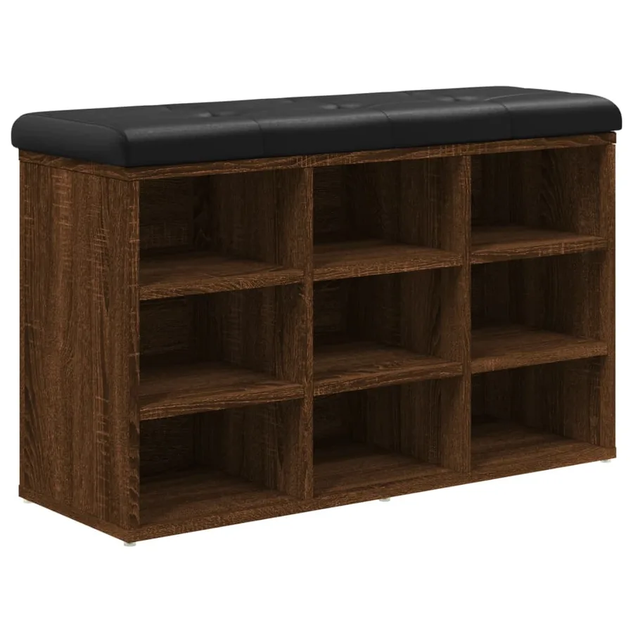 Banc à chaussures chêne marron 82x32x50 cm Bois d'ingénierie - 2