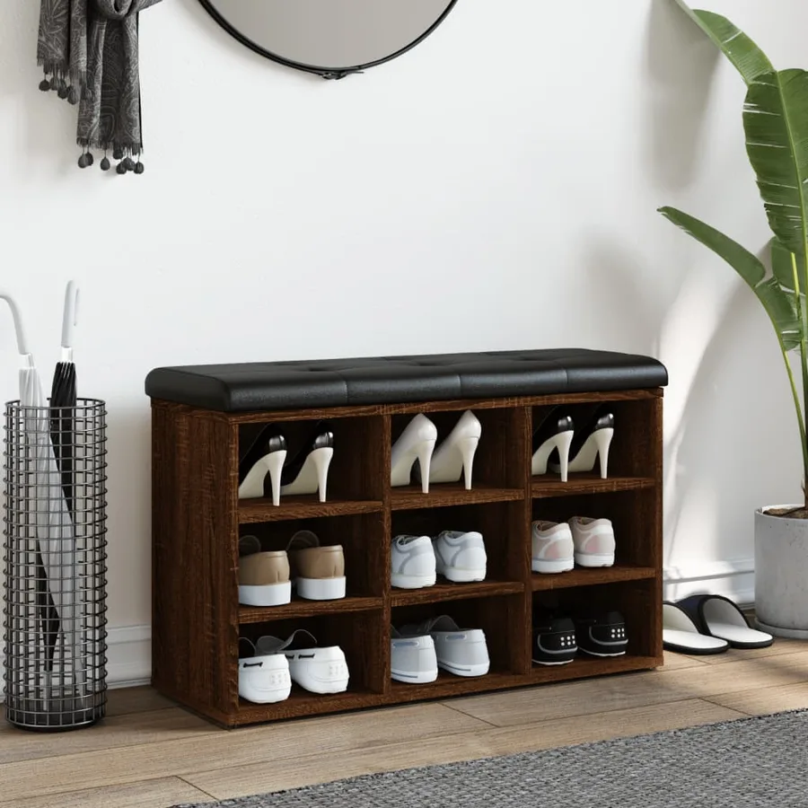 Banc à chaussures chêne marron 82x32x50 cm Bois d'ingénierie - 3