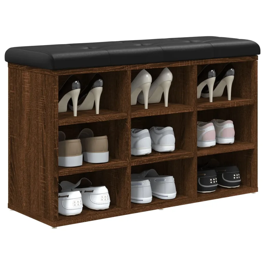 Banc à chaussures chêne marron 82x32x50 cm Bois d'ingénierie - 7