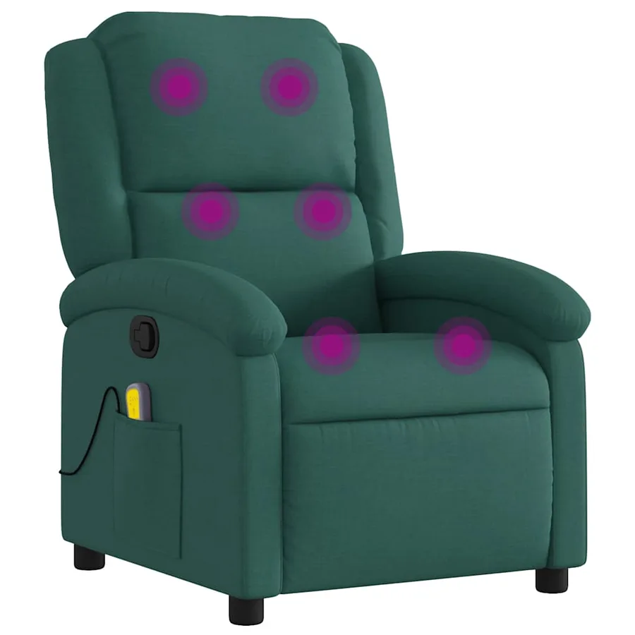 Fauteuil de massage inclinable Vert foncé Tissu - 2