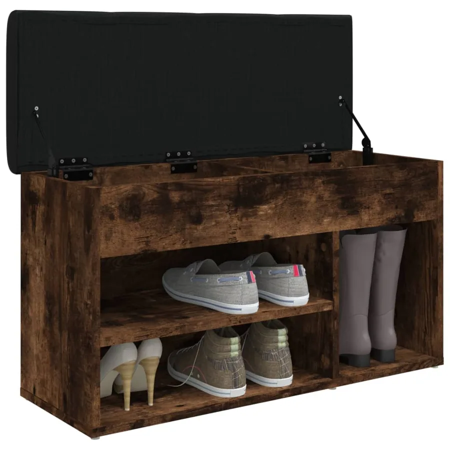 Banc à chaussures chêne fumé 82x32x45,5 cm bois d'ingénierie - 4