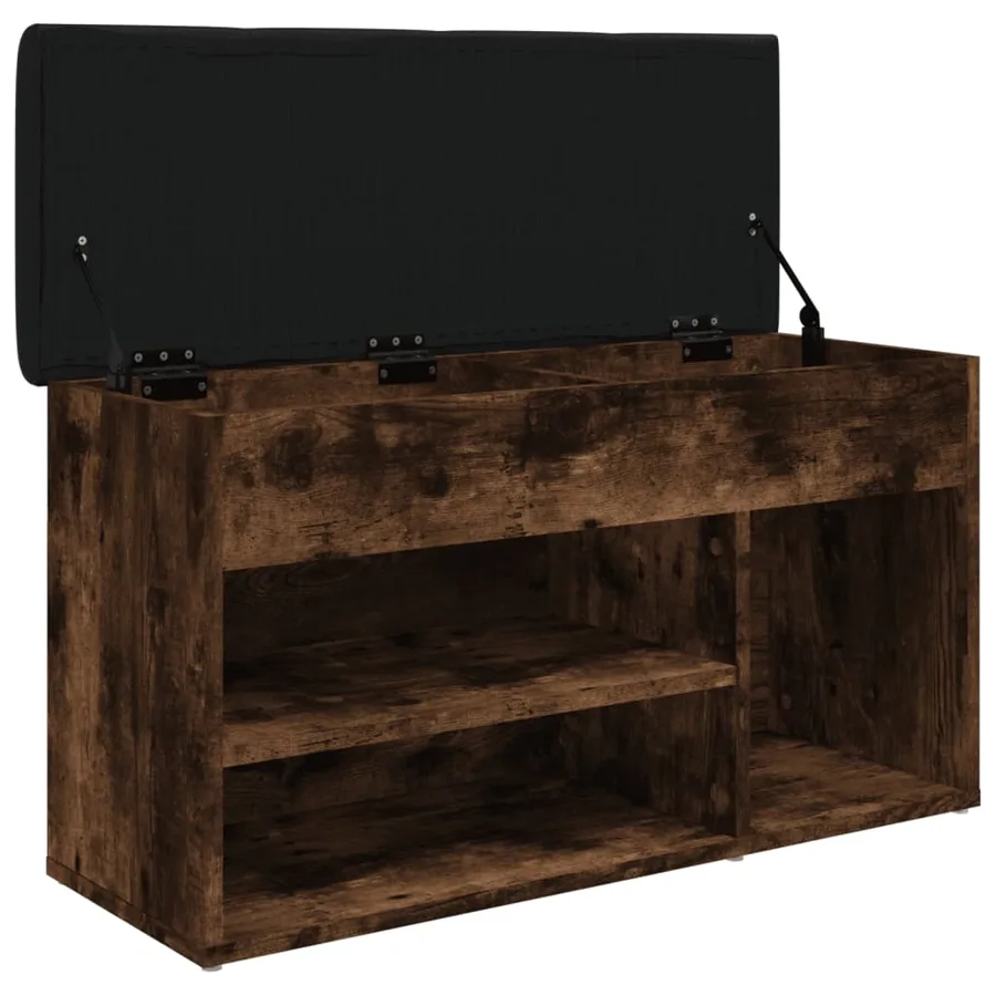 Banc à chaussures chêne fumé 82x32x45,5 cm bois d'ingénierie - 5
