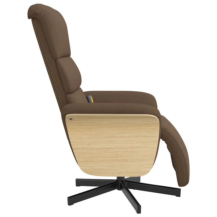 Fauteuil inclinable de massage avec repose-pieds marron tissu - 5