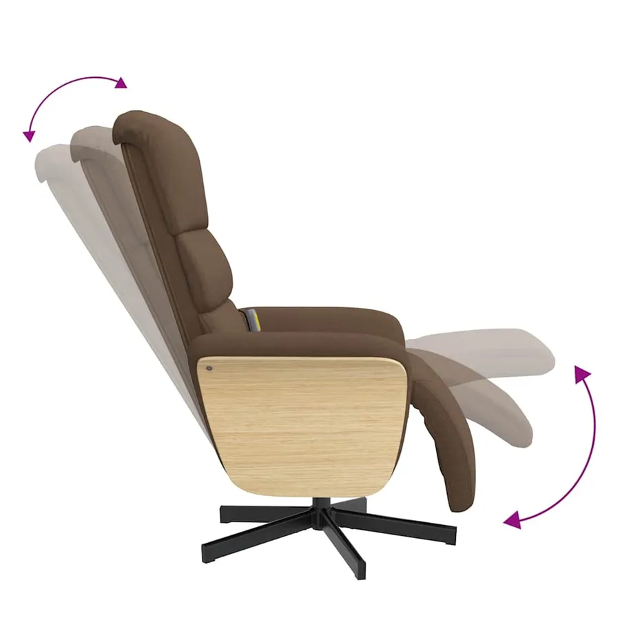 Fauteuil inclinable de massage avec repose-pieds marron tissu - 7