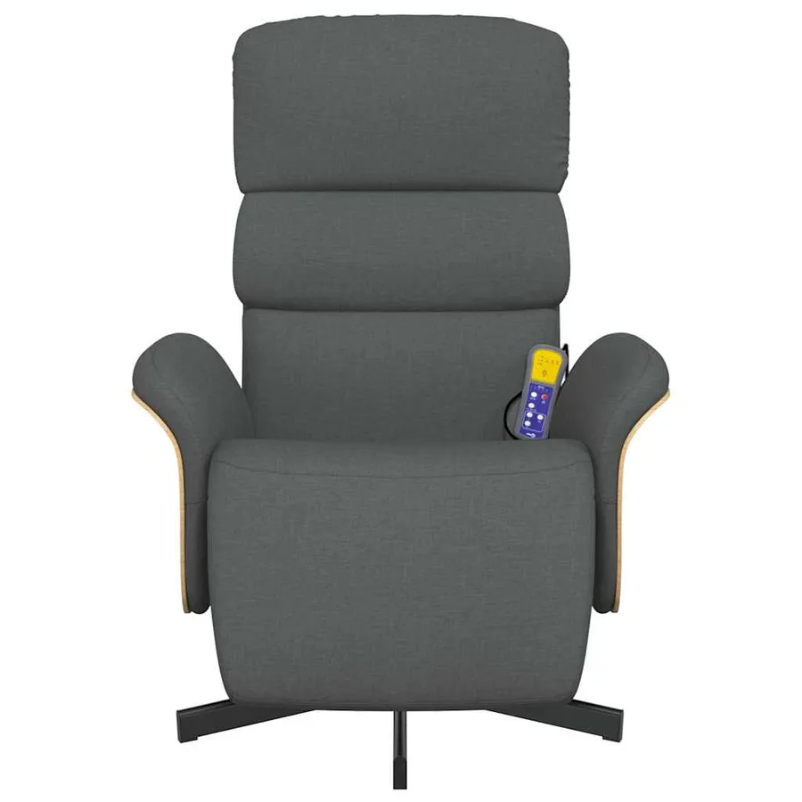 Fauteuil inclinable de massage et repose-pieds gris foncé tissu - 4