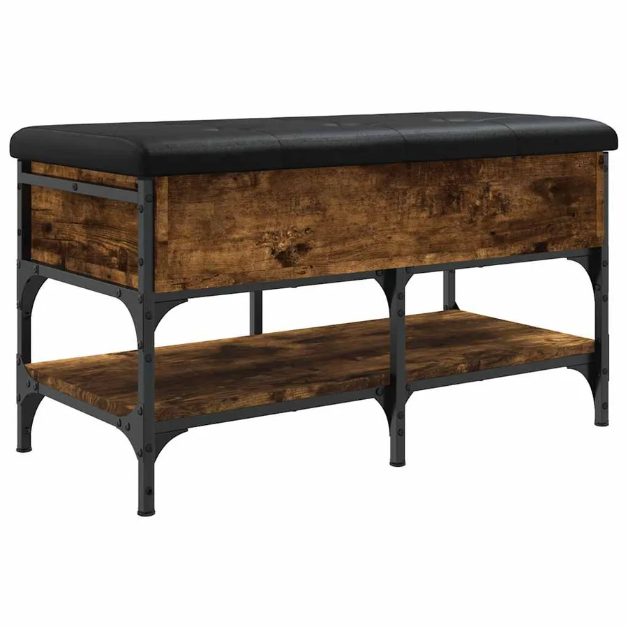 Banc à chaussures chêne fumé 82x42x45 cm bois d'ingénierie - 2