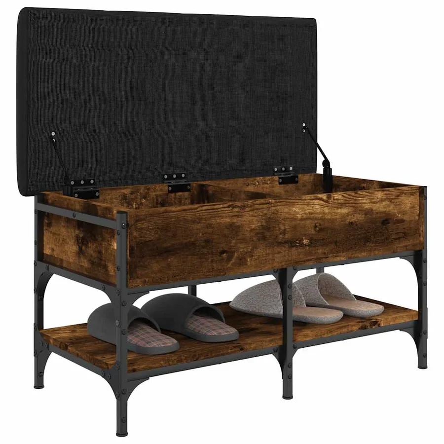Banc à chaussures chêne fumé 82x42x45 cm bois d'ingénierie - 4