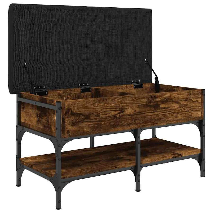 Banc à chaussures chêne fumé 82x42x45 cm bois d'ingénierie - 6