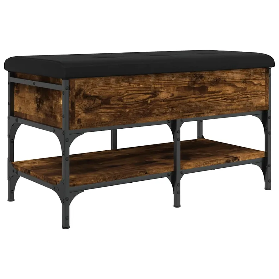 Banc à chaussures chêne fumé 82x42x45 cm bois d'ingénierie - 9
