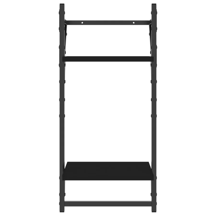 Étagères murales à 2 niveaux avec barres 2 pcs noir 30x25x65 cm - 5