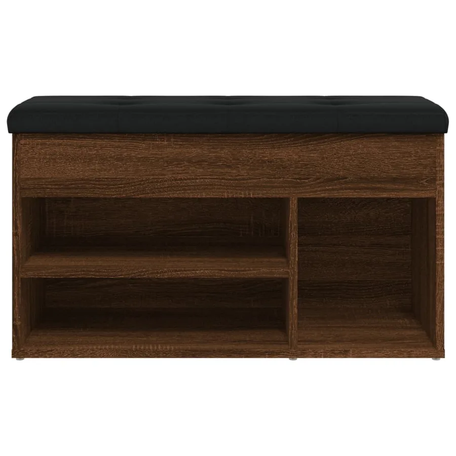 Banc à chaussures chêne marron 82x32x45,5 cm bois d'ingénierie - 6