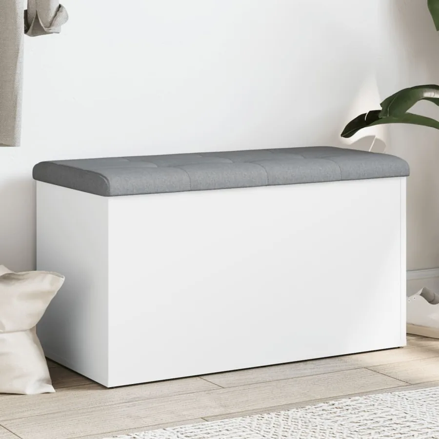 Banc de rangement Blanc 82x42x45 cm Bois d'ingénierie
