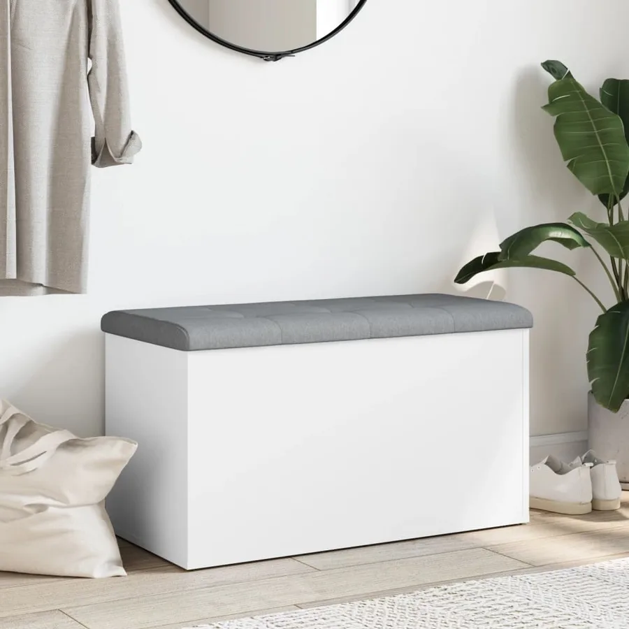 Banc de rangement Blanc 82x42x45 cm Bois d'ingénierie - 3