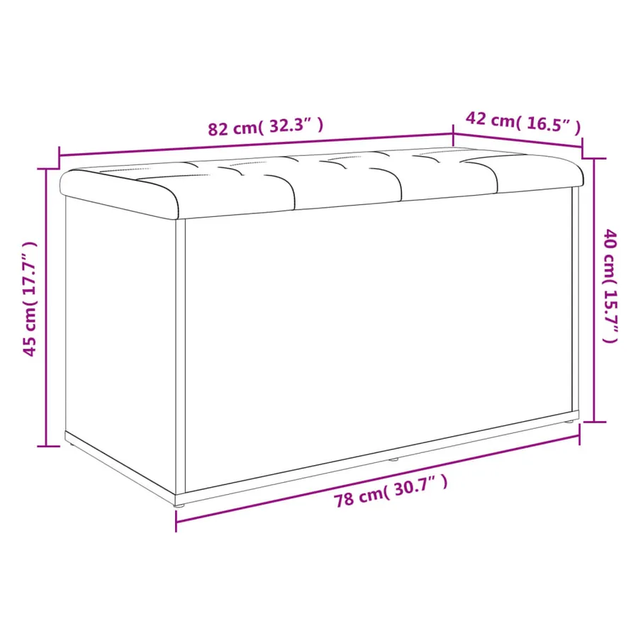 Banc de rangement Blanc 82x42x45 cm Bois d'ingénierie - 9