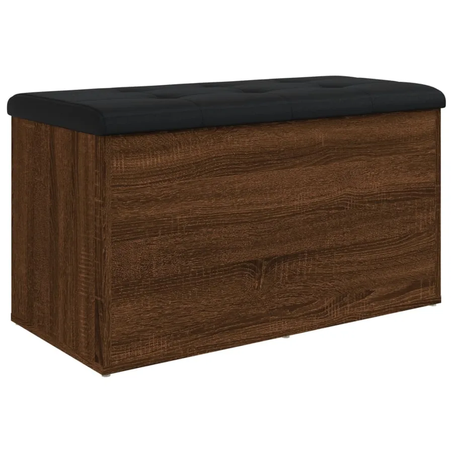 Banc de rangement chêne fumé 82x42x45 cm Bois d'ingénierie - 2