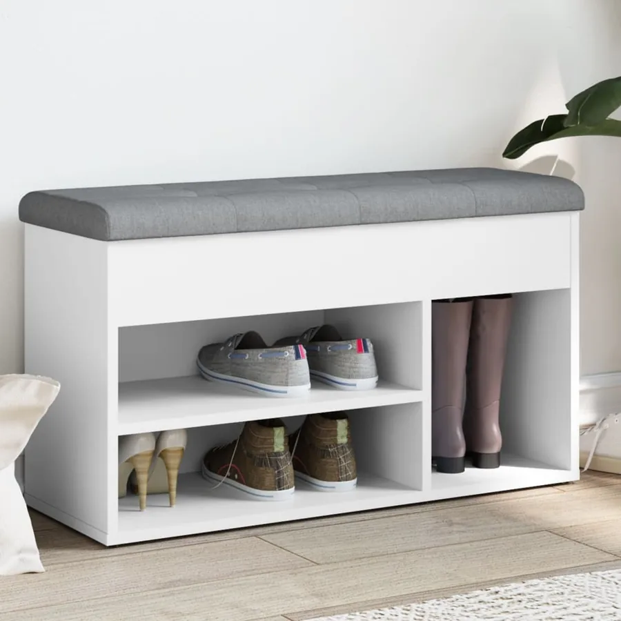 Banc à chaussures Blanc 82x32x45,5 cm Bois d'ingénierie