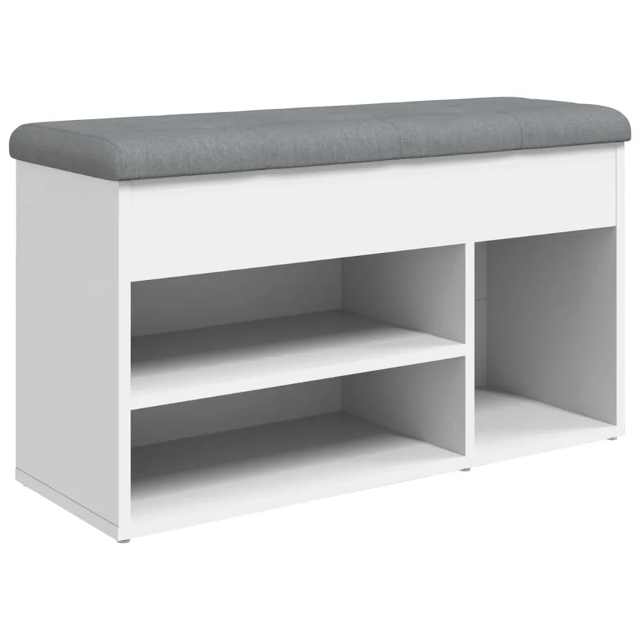 Banc à chaussures Blanc 82x32x45,5 cm Bois d'ingénierie - 2