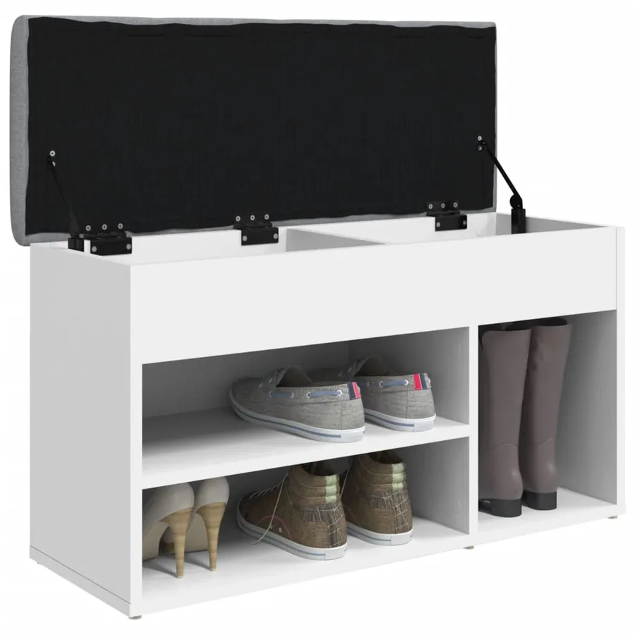 Banc à chaussures Blanc 82x32x45,5 cm Bois d'ingénierie - 4