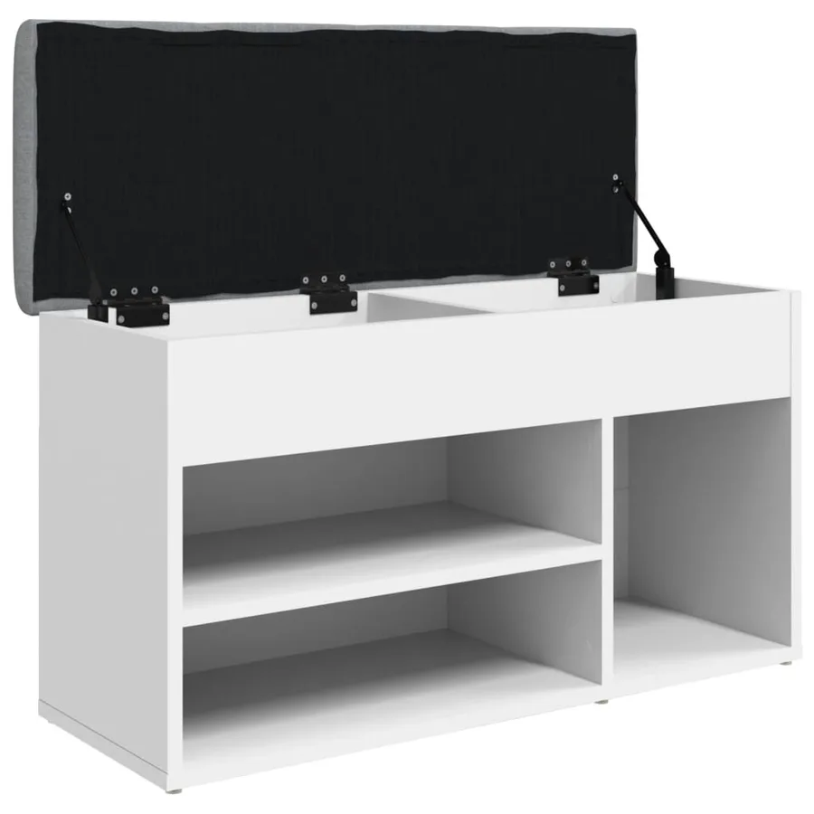 Banc à chaussures Blanc 82x32x45,5 cm Bois d'ingénierie - 5