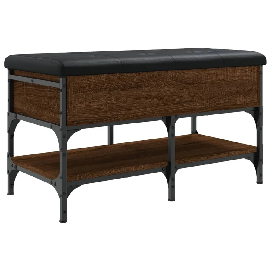Banc à chaussures chêne marron 82x42x45 cm bois d'ingénierie - 2