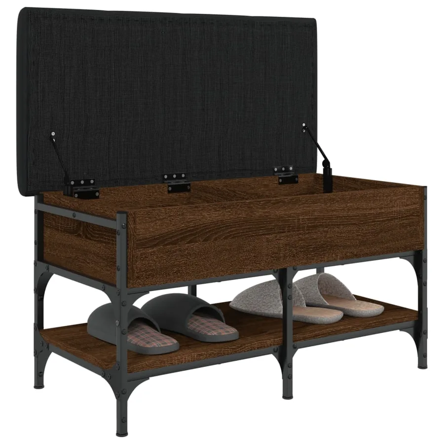 Banc à chaussures chêne marron 82x42x45 cm bois d'ingénierie - 4