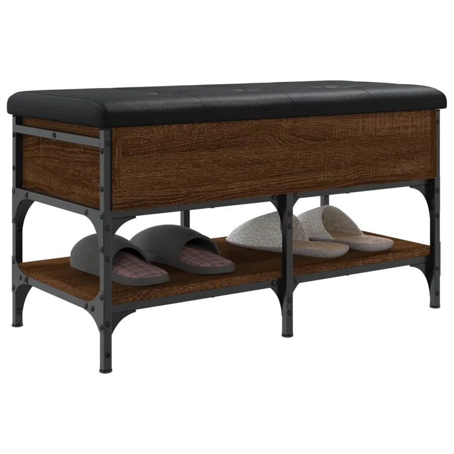 Banc à chaussures chêne marron 82x42x45 cm bois d'ingénierie - 5