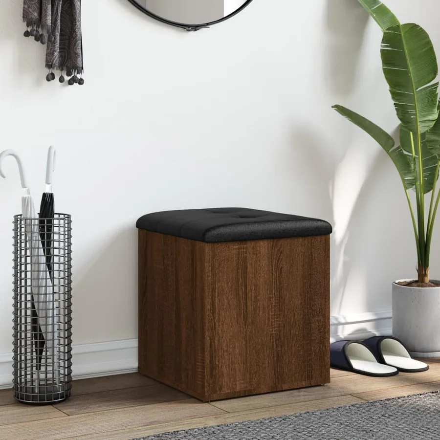 Banc de rangement chêne marron 42x42x45 cm bois d'ingénierie - 3