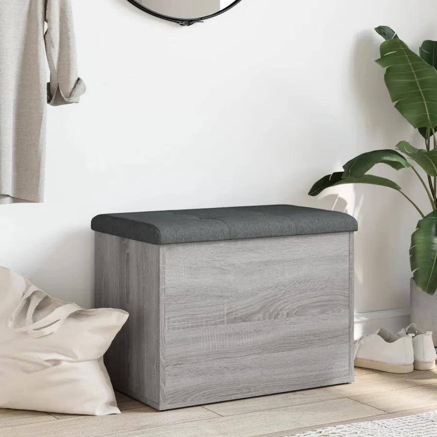 Banc de rangement sonoma gris 62x42x45 cm bois d'ingénierie - 3
