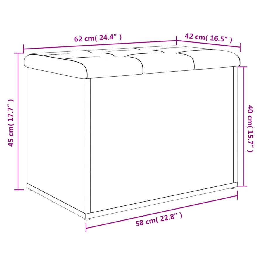 Banc de rangement sonoma gris 62x42x45 cm bois d'ingénierie - 9