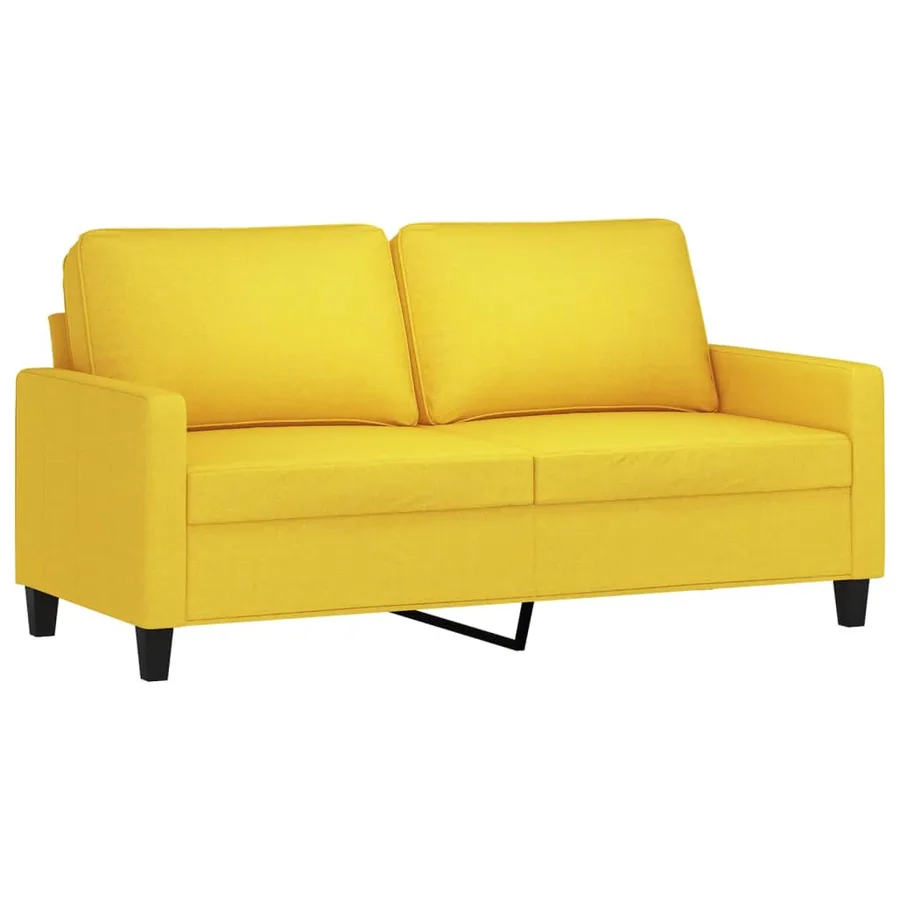 Ensemble de canapés 2 pcs avec coussins Jaune clair Tissu - 3