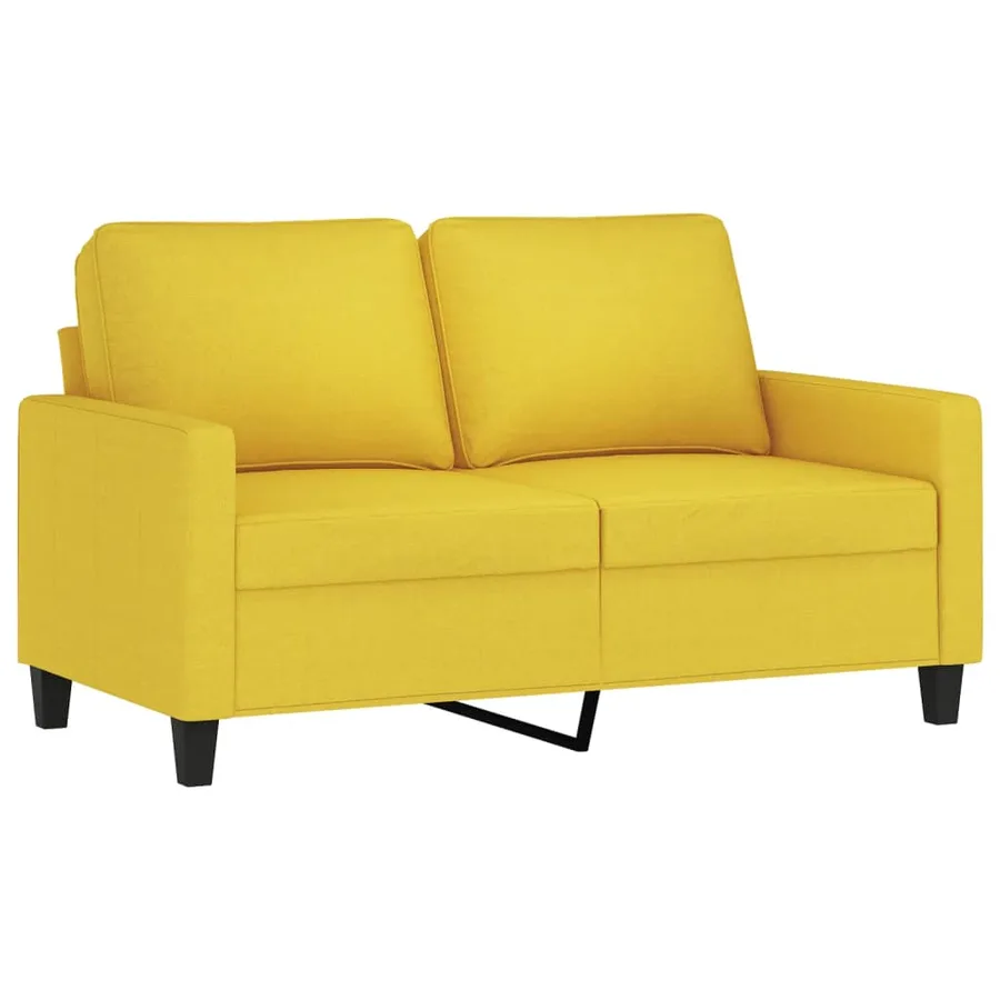 Ensemble de canapés 2 pcs avec coussins Jaune clair Tissu - 4
