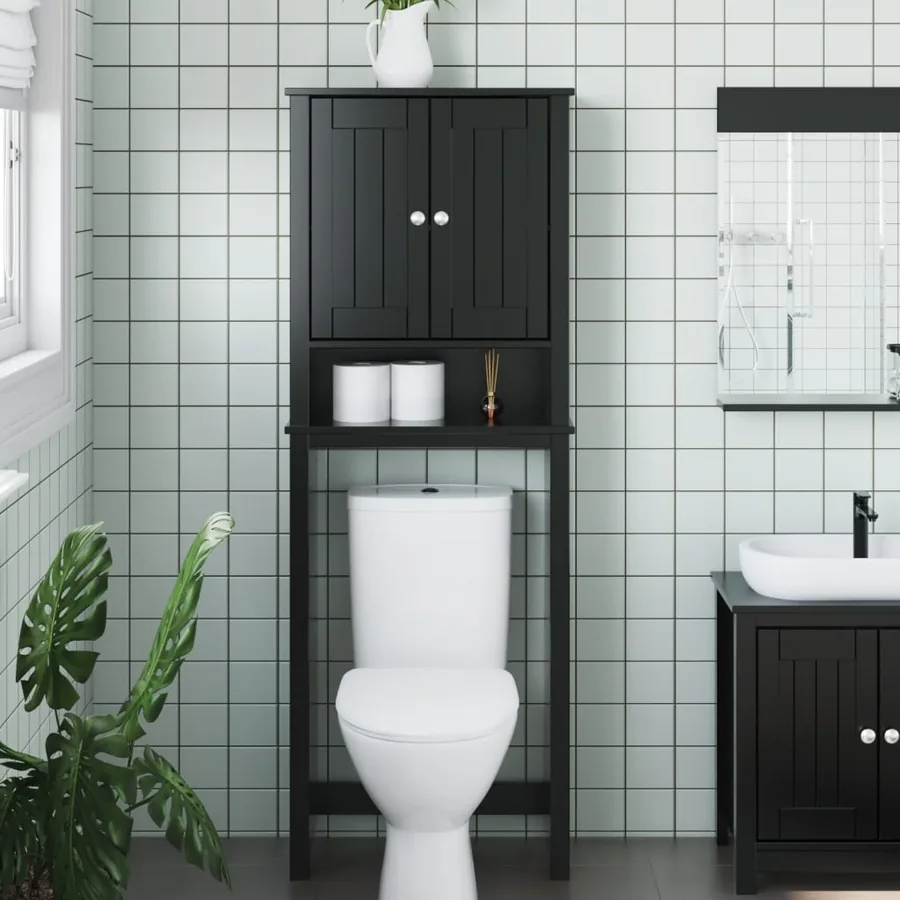 Rangement au-dessus de la cuvette BERG noir bois massif