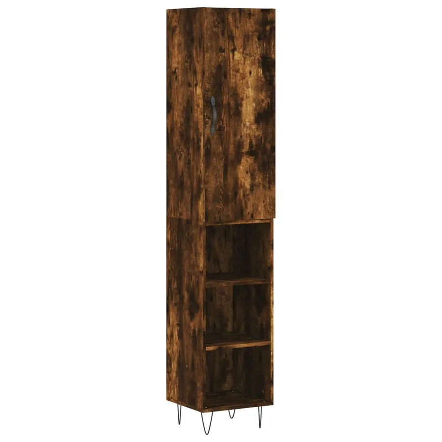 Buffet haut Chêne fumé 34,5x34x180 cm Bois d'ingénierie - 2