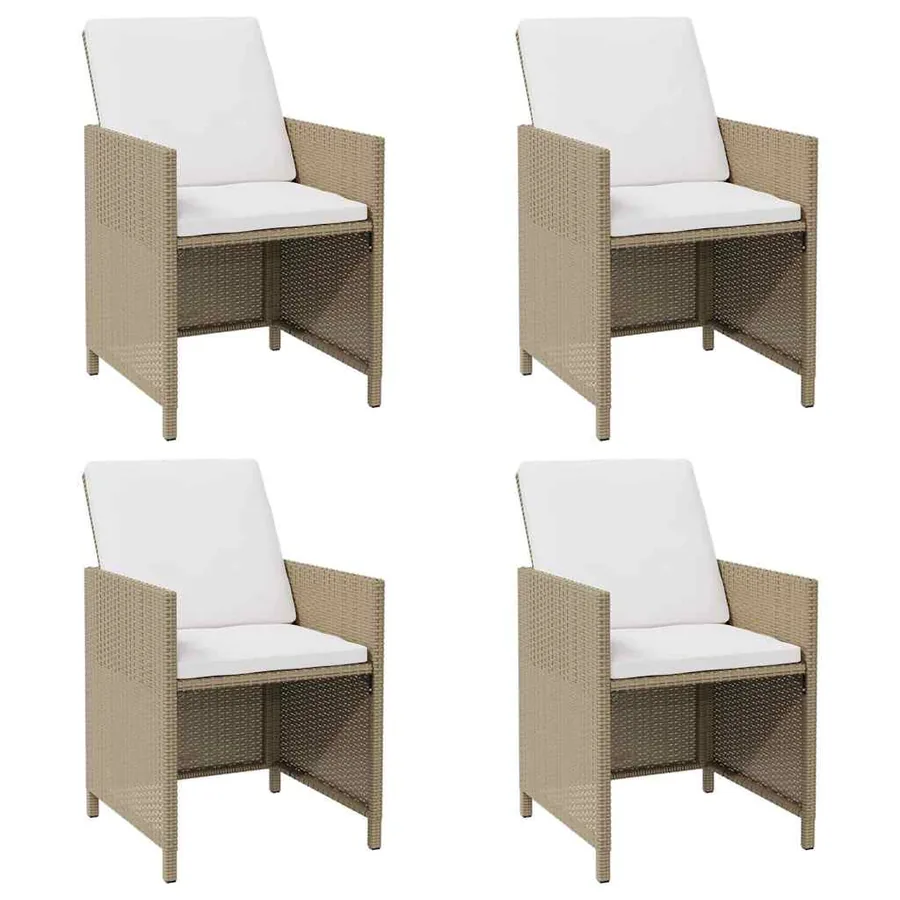 Chaises de jardin avec coussins lot de 4 Résine tressée Beige - 2