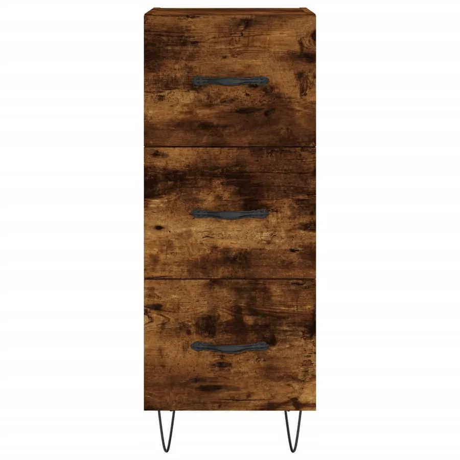 Buffet haut Chêne fumé 34,5x34x180 cm Bois d'ingénierie - 8