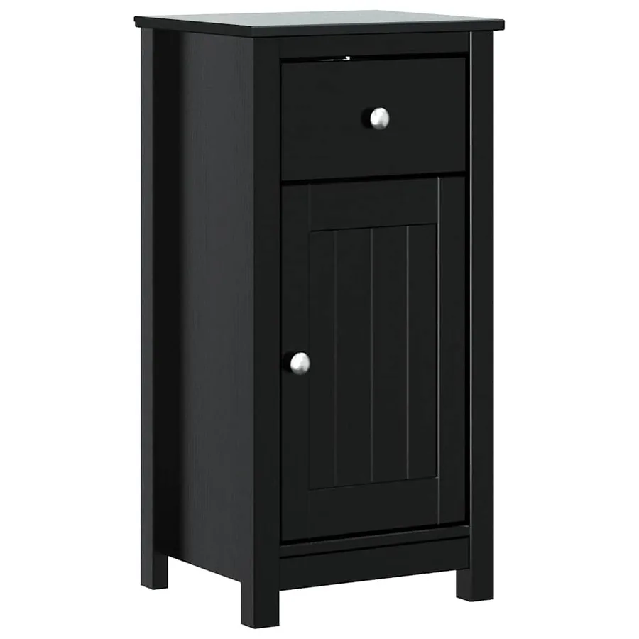 Meubles de salle de bain 4 pcs BERG noir bois de pin massif - 3