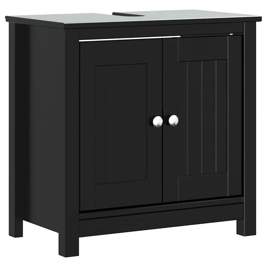 Meubles de salle de bain 4 pcs BERG noir bois de pin massif - 5