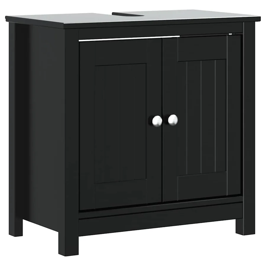 Meubles de salle de bain 3 pcs BERG noir bois de pin massif - 4