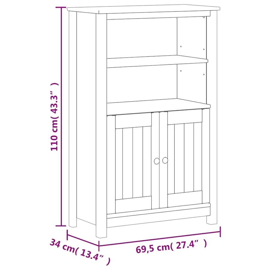 Meubles de salle de bain 3 pcs BERG noir bois de pin massif - 9