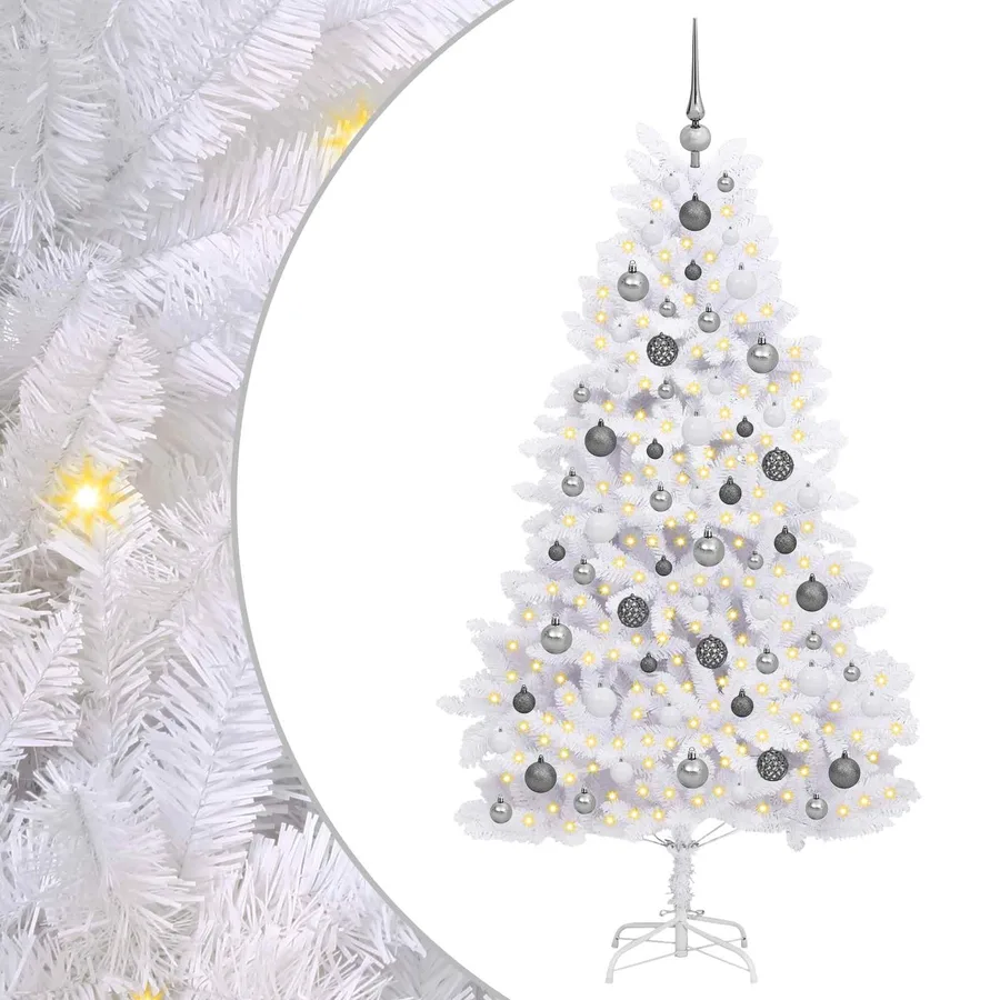 Sapin de Noël artificiel Blanc 90 x 90 x 180 cm PVC et métal - 2