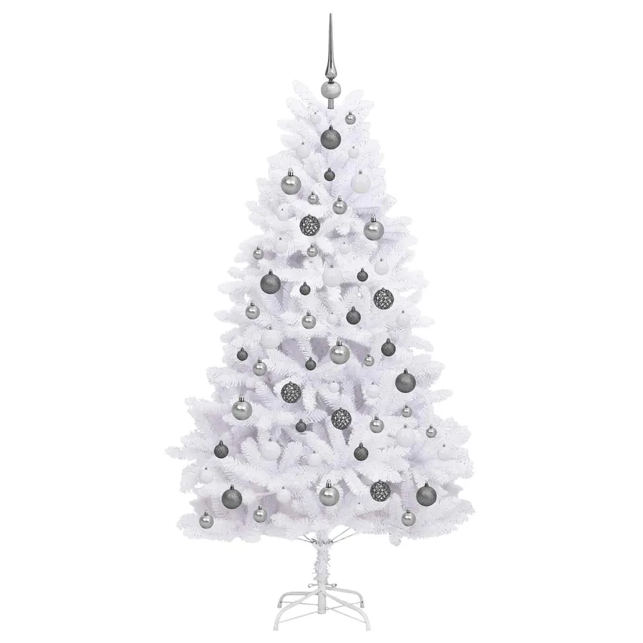 Sapin de Noël artificiel Blanc 90 x 90 x 180 cm PVC et métal - 4