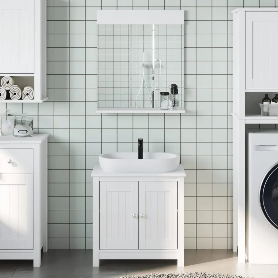 Meubles de salle de bain 2 pcs BERG blanc bois de pin massif