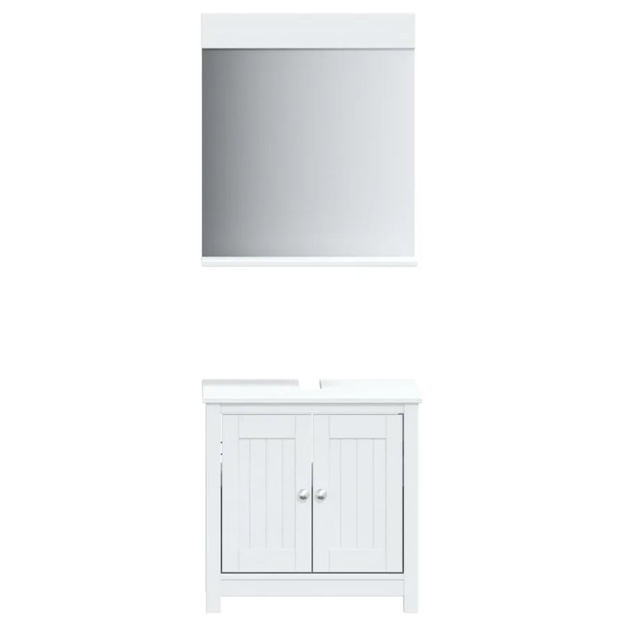 Meubles de salle de bain 2 pcs BERG blanc bois de pin massif - 2