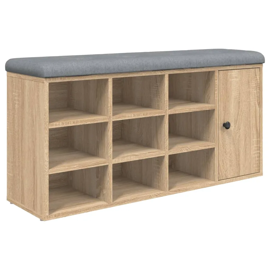 Banc à chaussures chêne sonoma 102x32x50 cm bois d'ingénierie - 2