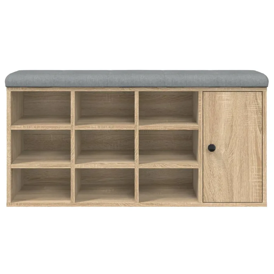 Banc à chaussures chêne sonoma 102x32x50 cm bois d'ingénierie - 5
