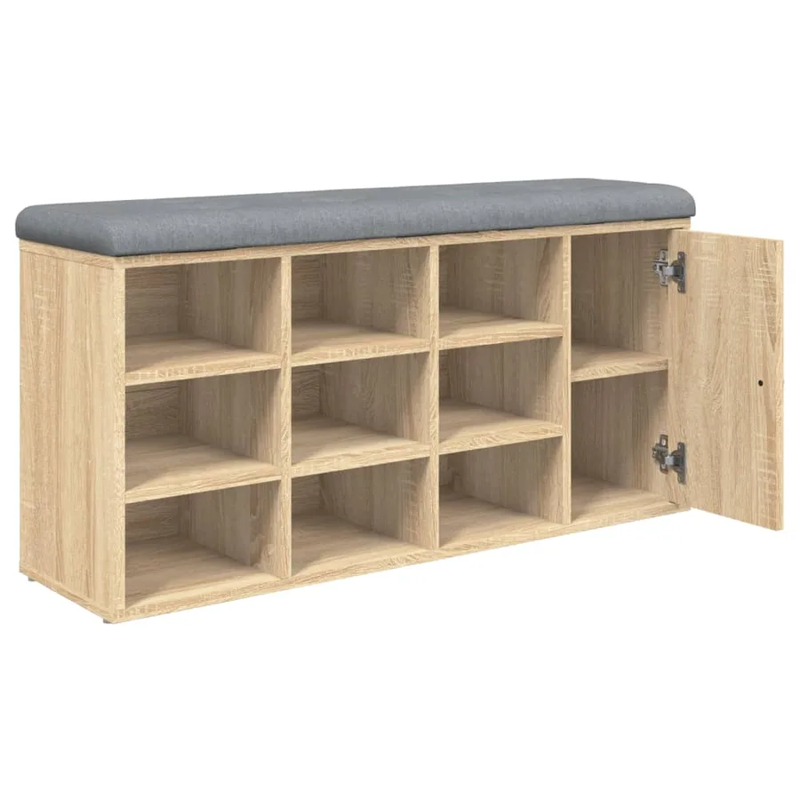 Banc à chaussures chêne sonoma 102x32x50 cm bois d'ingénierie - 8