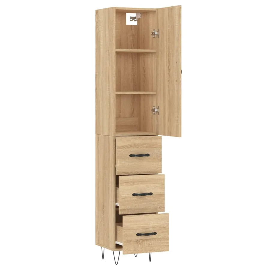 Buffet haut Chêne sonoma 34,5x34x180 cm Bois d'ingénierie - 4