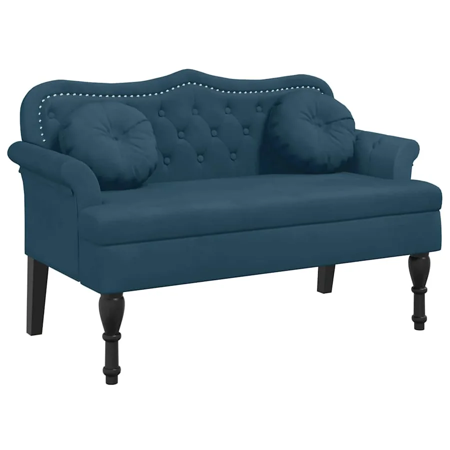 Banc avec coussins bleu 120,5x65x75 cm velours - 2